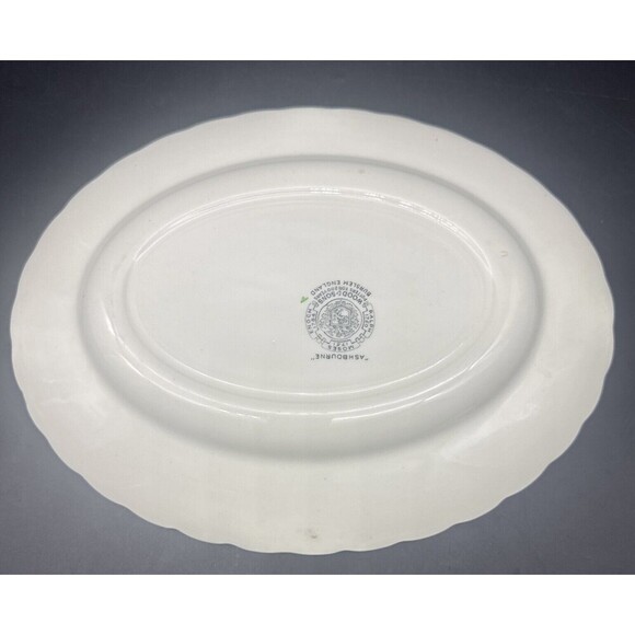 VTG Wood & Sons ASHBOURNE Floral Oval Serving Platter Scalloped Edge England 12” - Picture 7 of 8